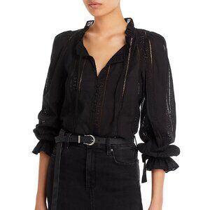 AQUA Cotton Lace Inset Blouse